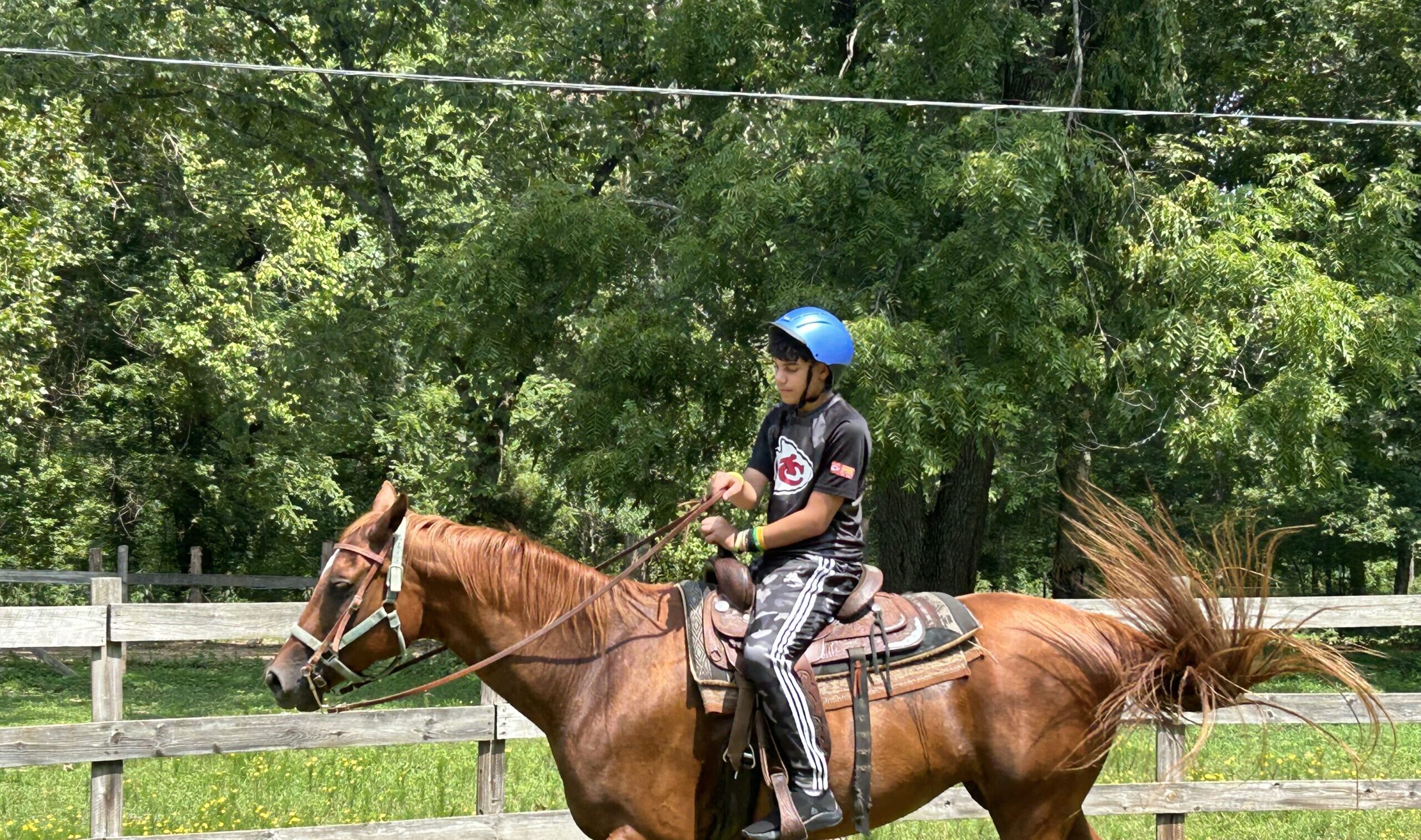 Camper on horse